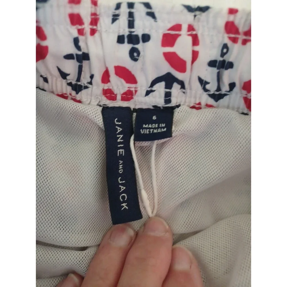 Janie and Jack boys sz 6 swim shorts trunks with briefs nautical July 4th beach